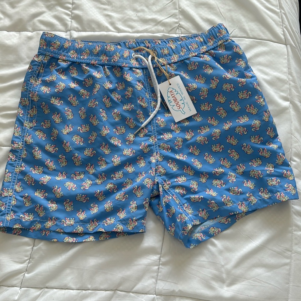 Men’s extra large, swimming trunks with mesh liner, elephant print soobya brand